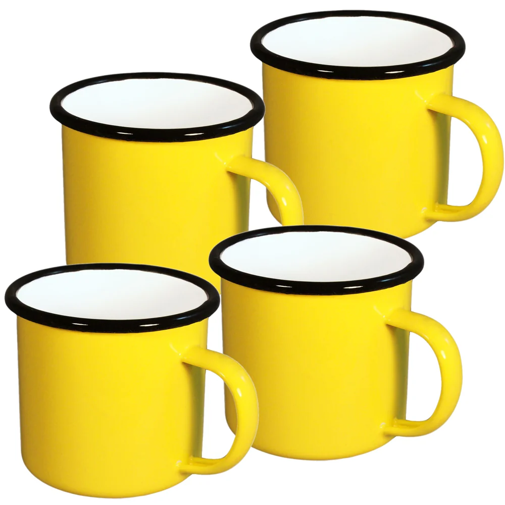 Yellow Enamelware Mugs Set of 4