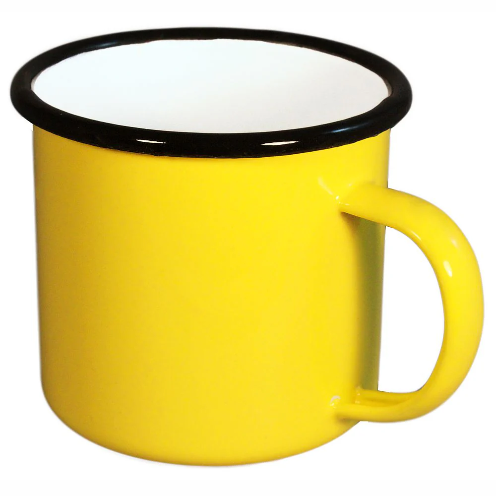 Yellow Enamelware Mugs Set of 4